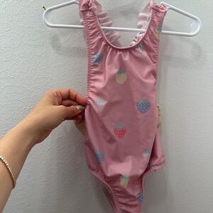 Sal & Pimenta Kids Pink Ruffle One-Piece Swimsuit